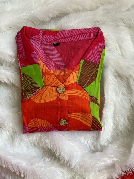 Kids’ Cotton Cordset – Orange & Green (Age 5 Years)